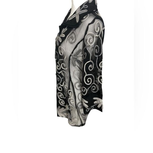 parsley and sage black and white embroidered blazer tunic shear nwt large - Picture 4 of 11